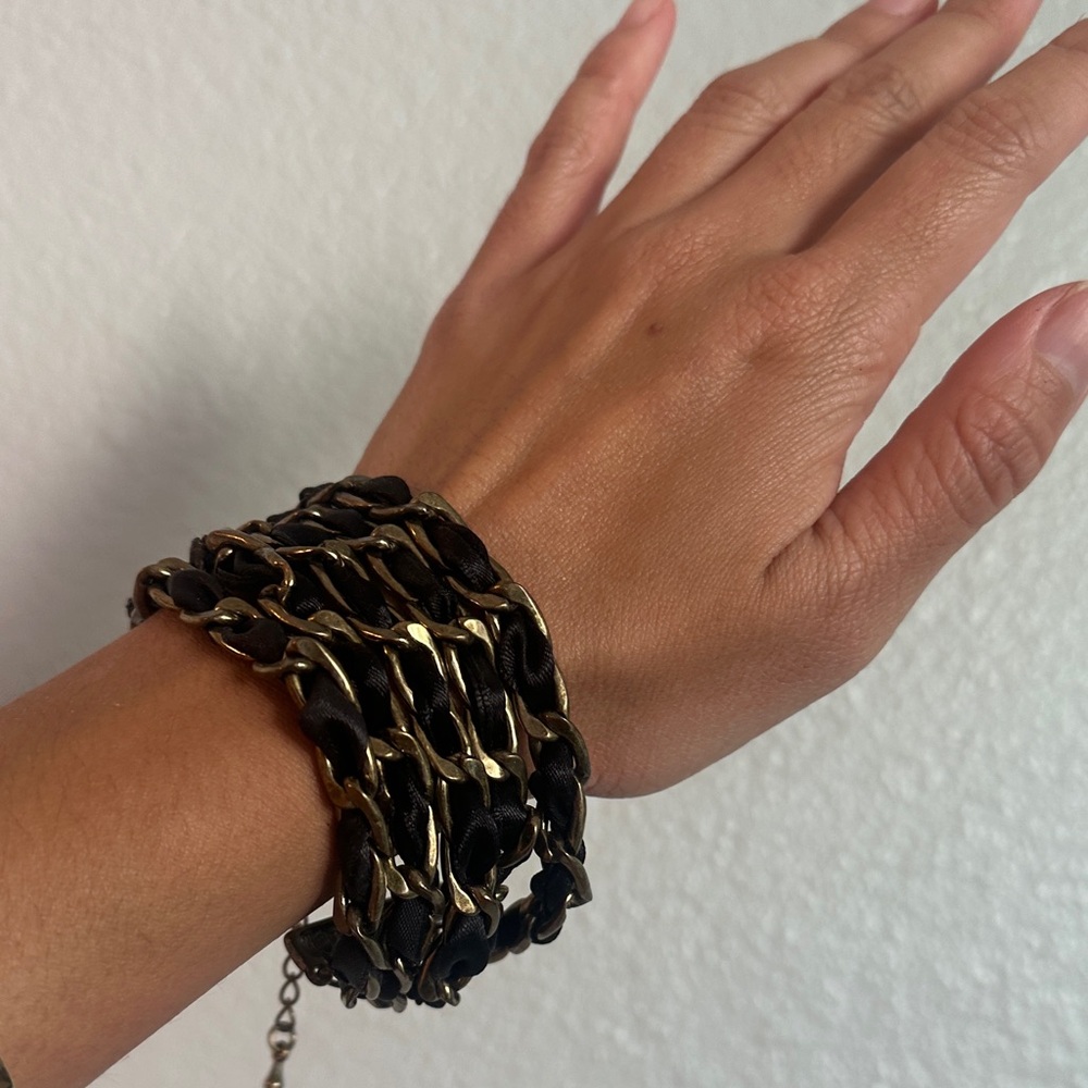 Gold and Black Chain Bracelet